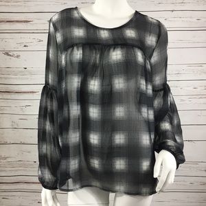 Old Navy Sheer Plaid Black/White